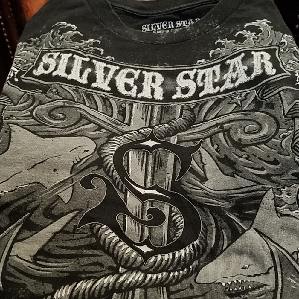 2 Silver Star T Shirts black.